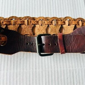 Motif 55 Size Medium Brown Leather Belt with Buckle